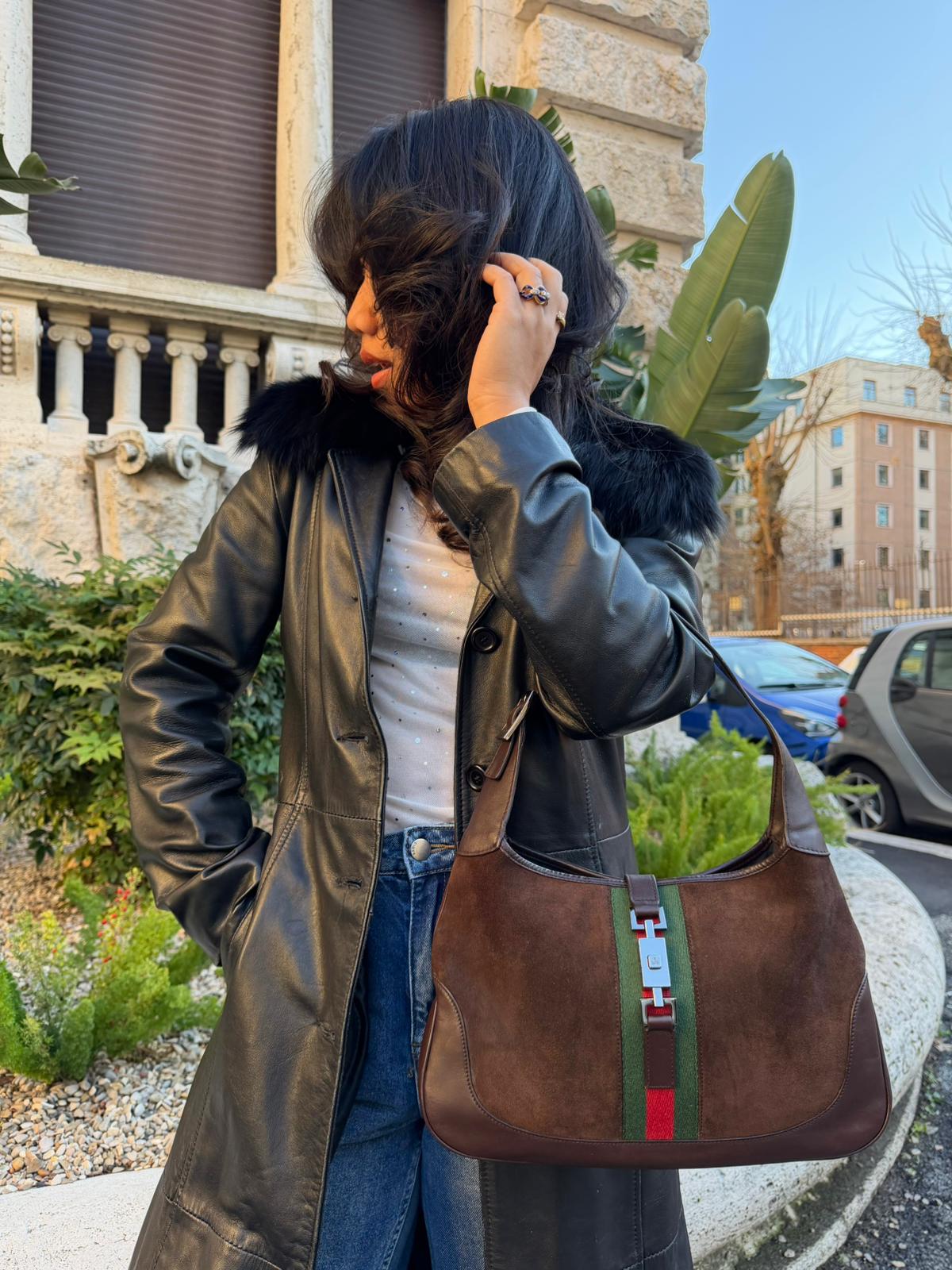 Gucci Jackie in suede con fascia Web