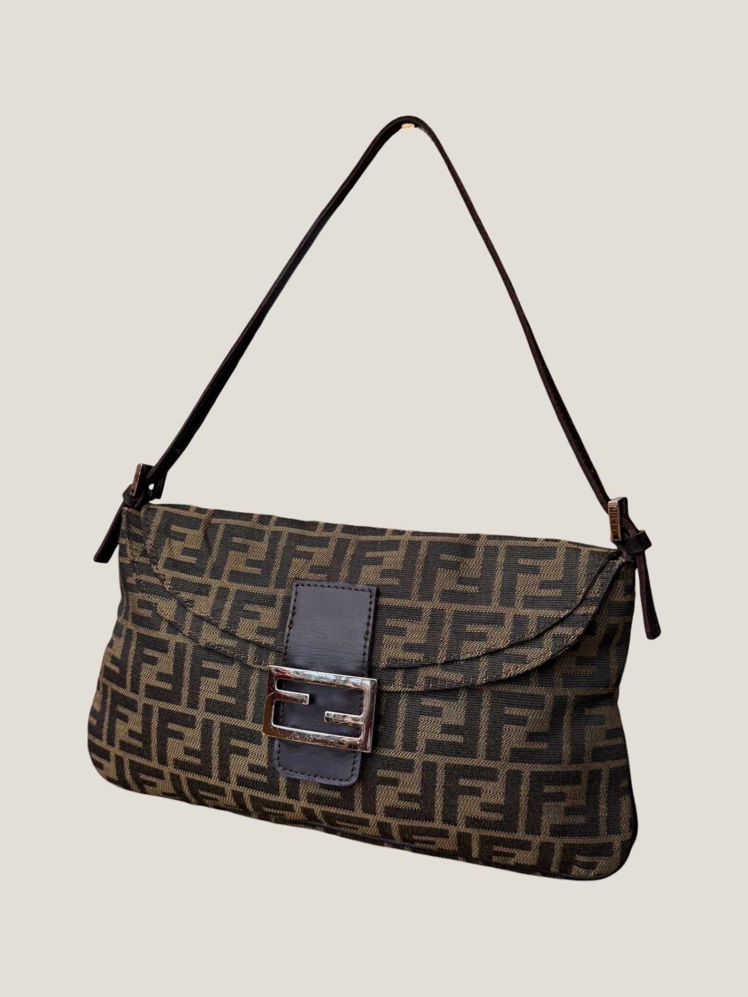 Fendi Baguette Zucca Doppia Flap