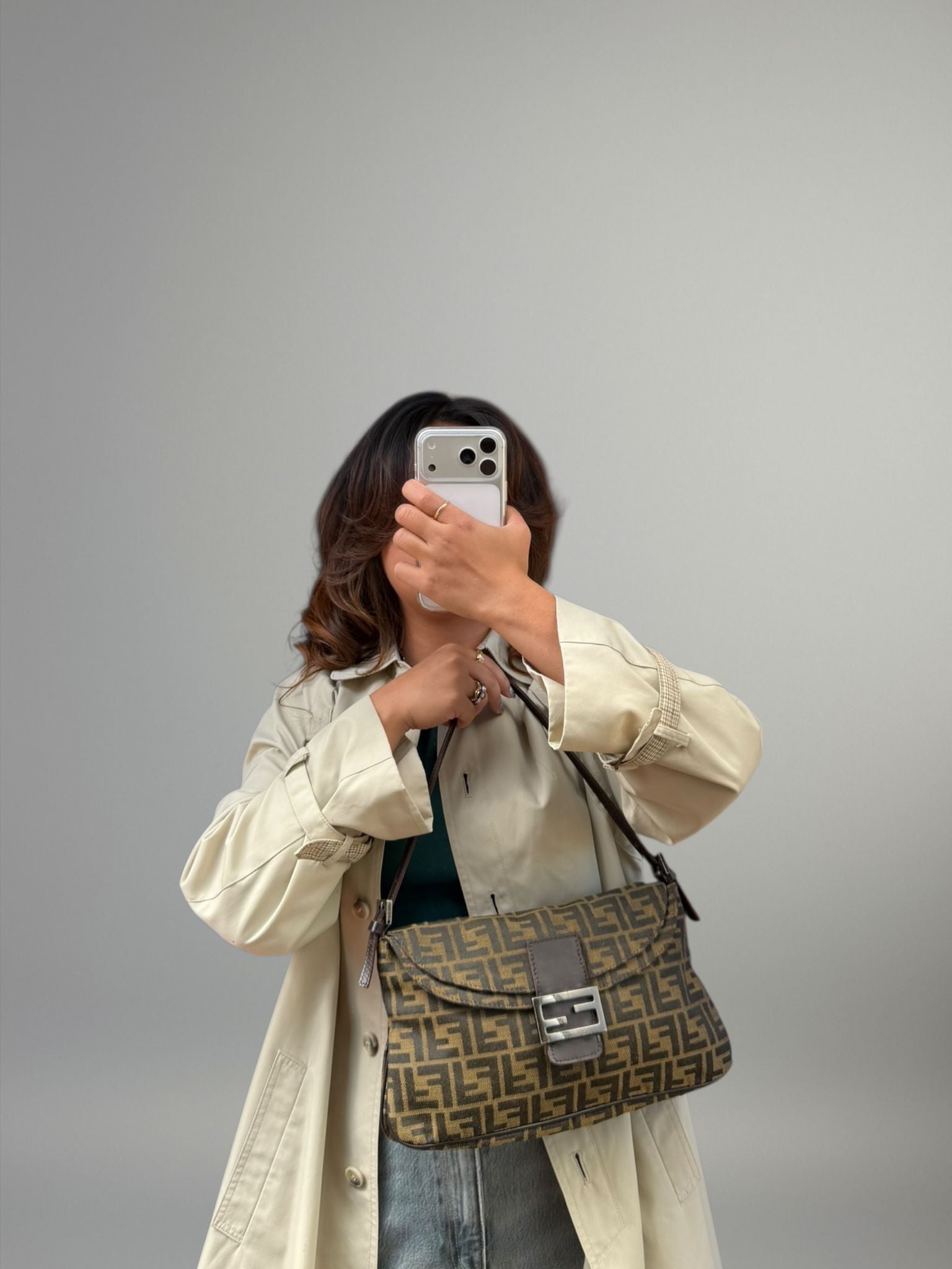 Fendi Baguette Zucca Doppia Flap