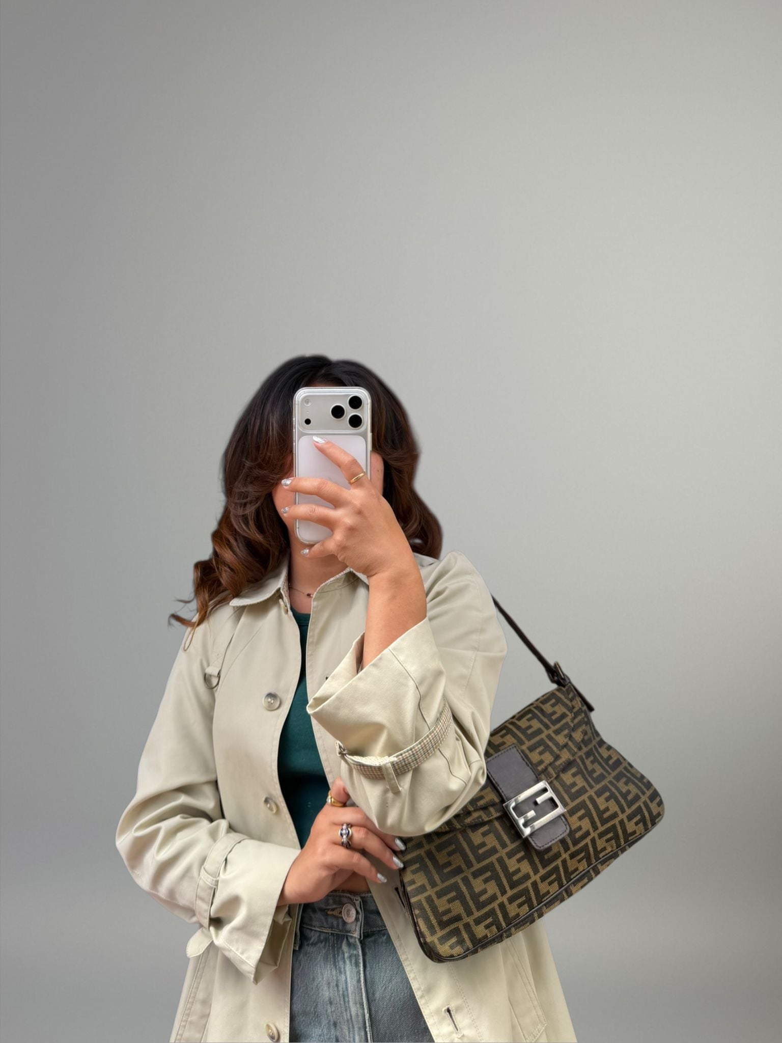 Fendi Baguette Zucca Doppia Flap