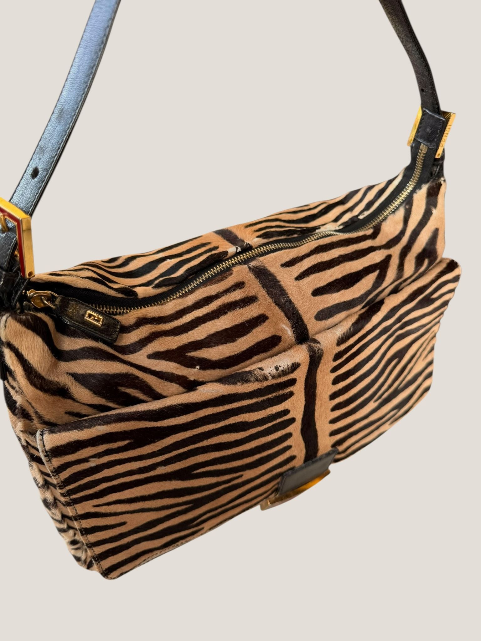 Fendi Mamma Baguette zebra pony hair