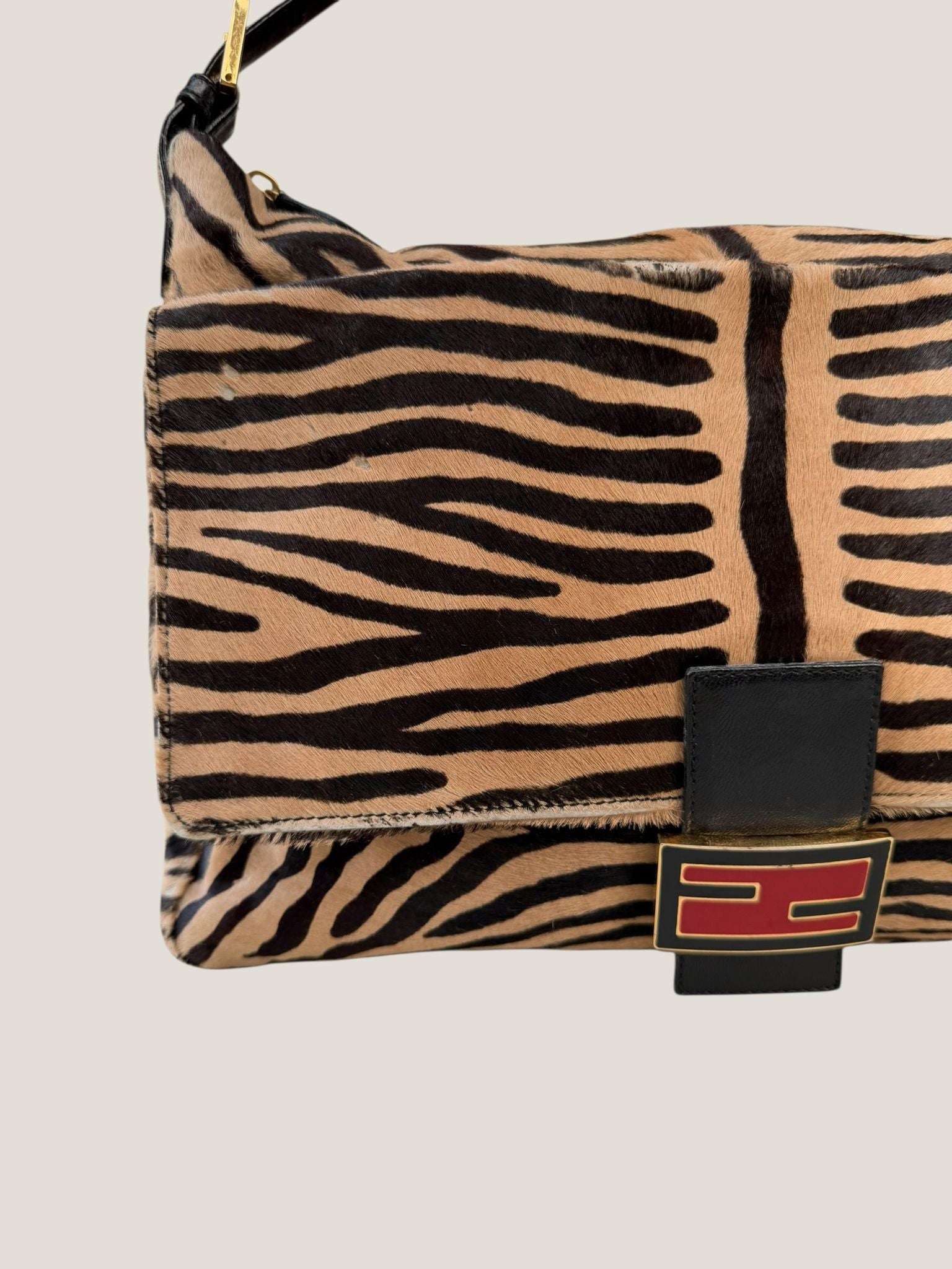 Fendi Mamma Baguette zebra pony hair
