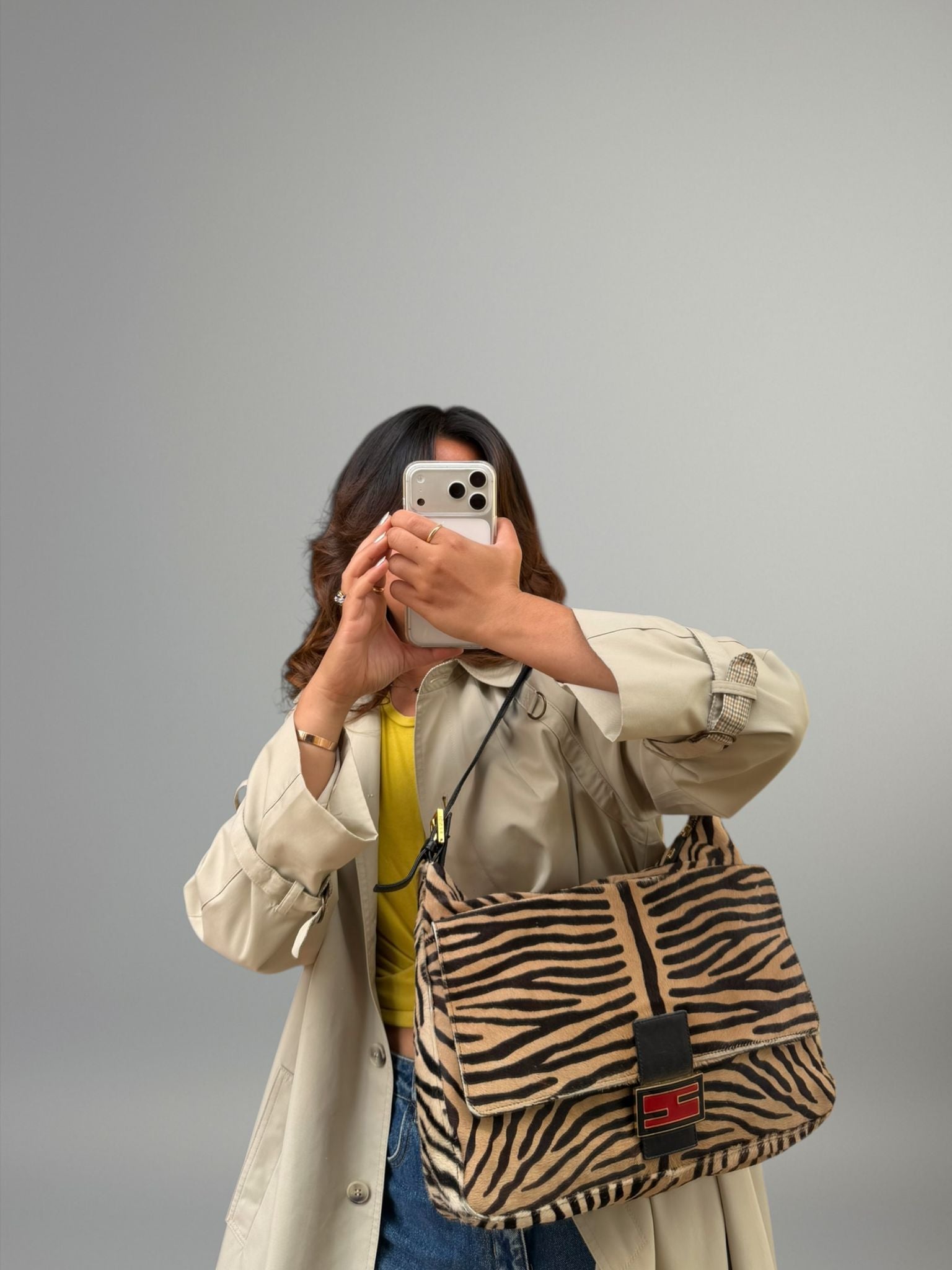 Fendi Mamma Baguette zebra pony hair