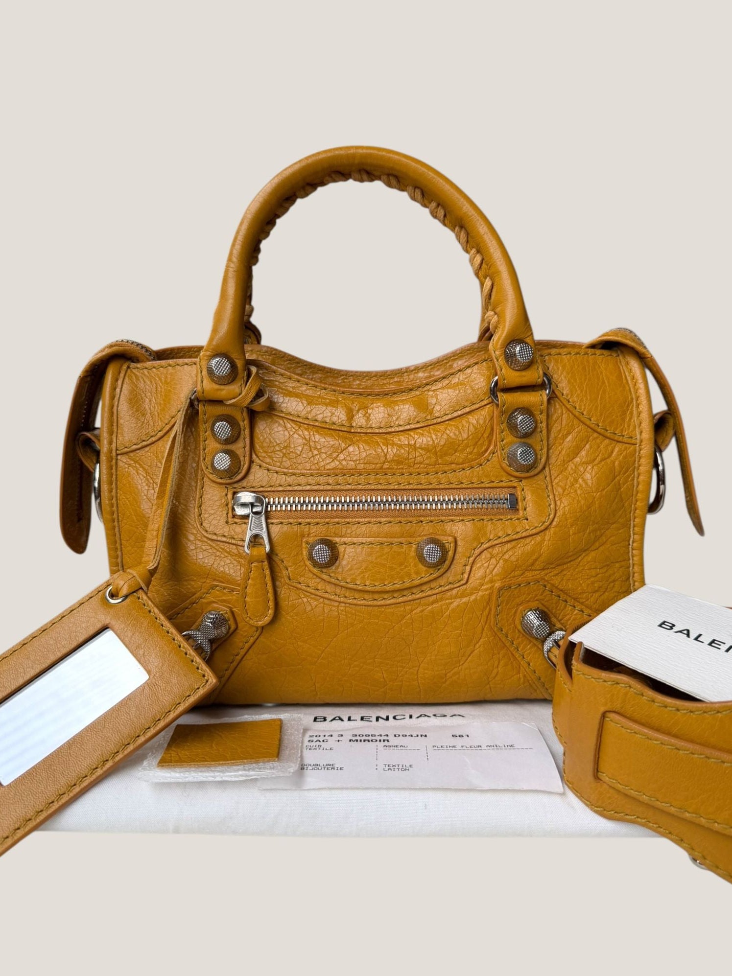 Balenciaga Mini City gialla senape