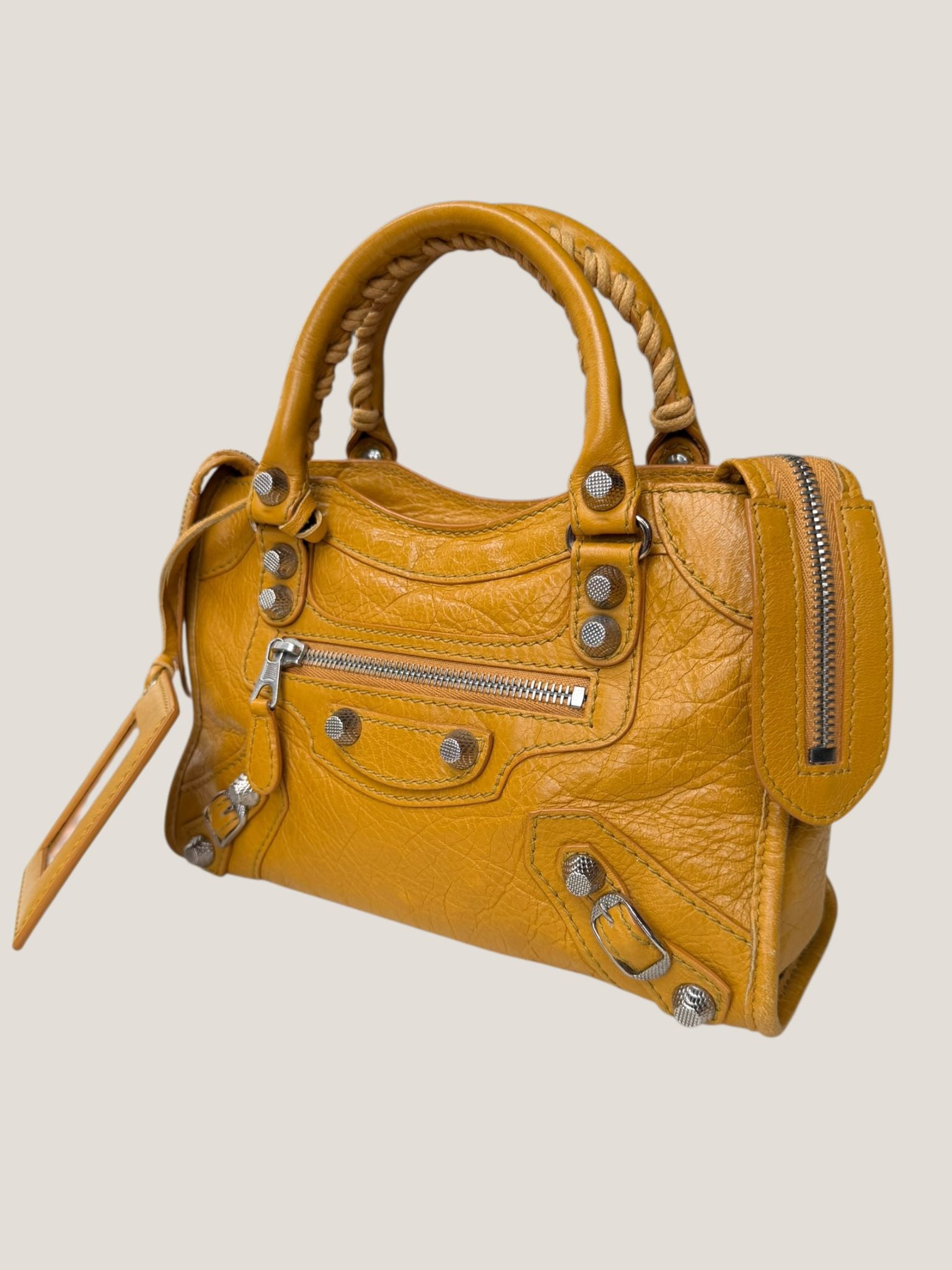 Balenciaga Mini City gialla senape