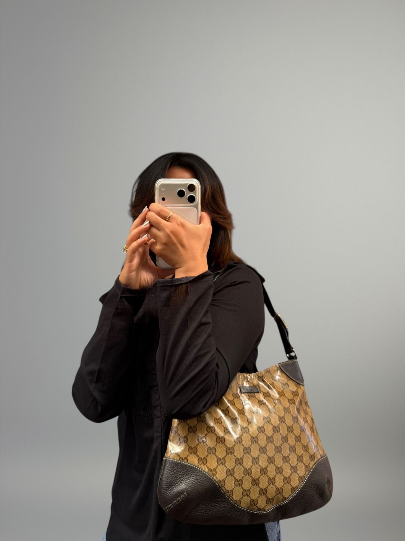 Gucci Crystal GG Canvas Hobo