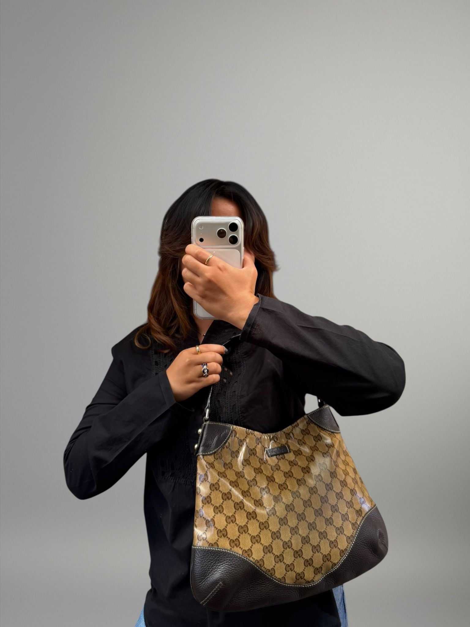 Gucci Crystal GG Canvas Hobo