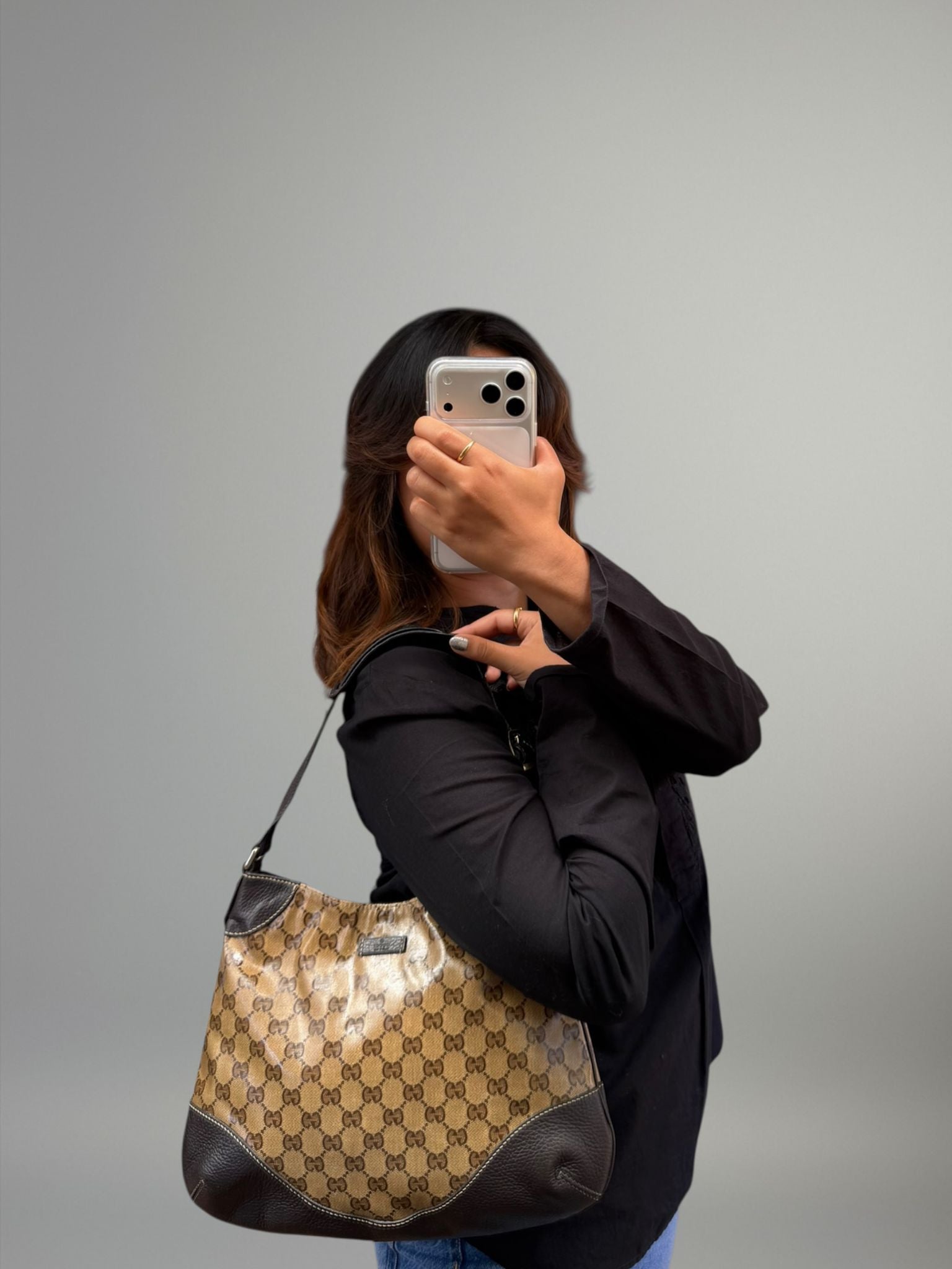 Gucci Crystal GG Canvas Hobo