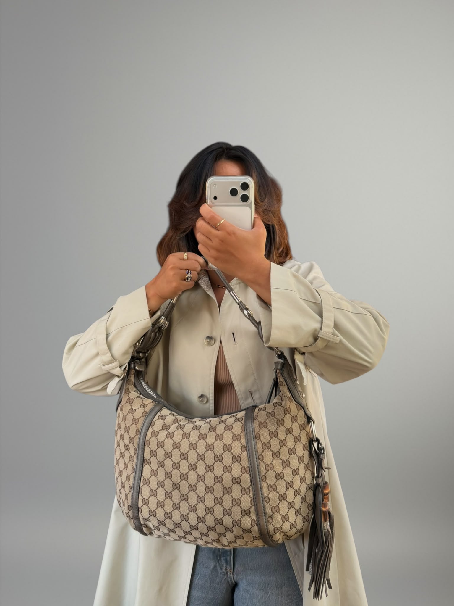 Gucci Metallic Techno Horsebit Hobo