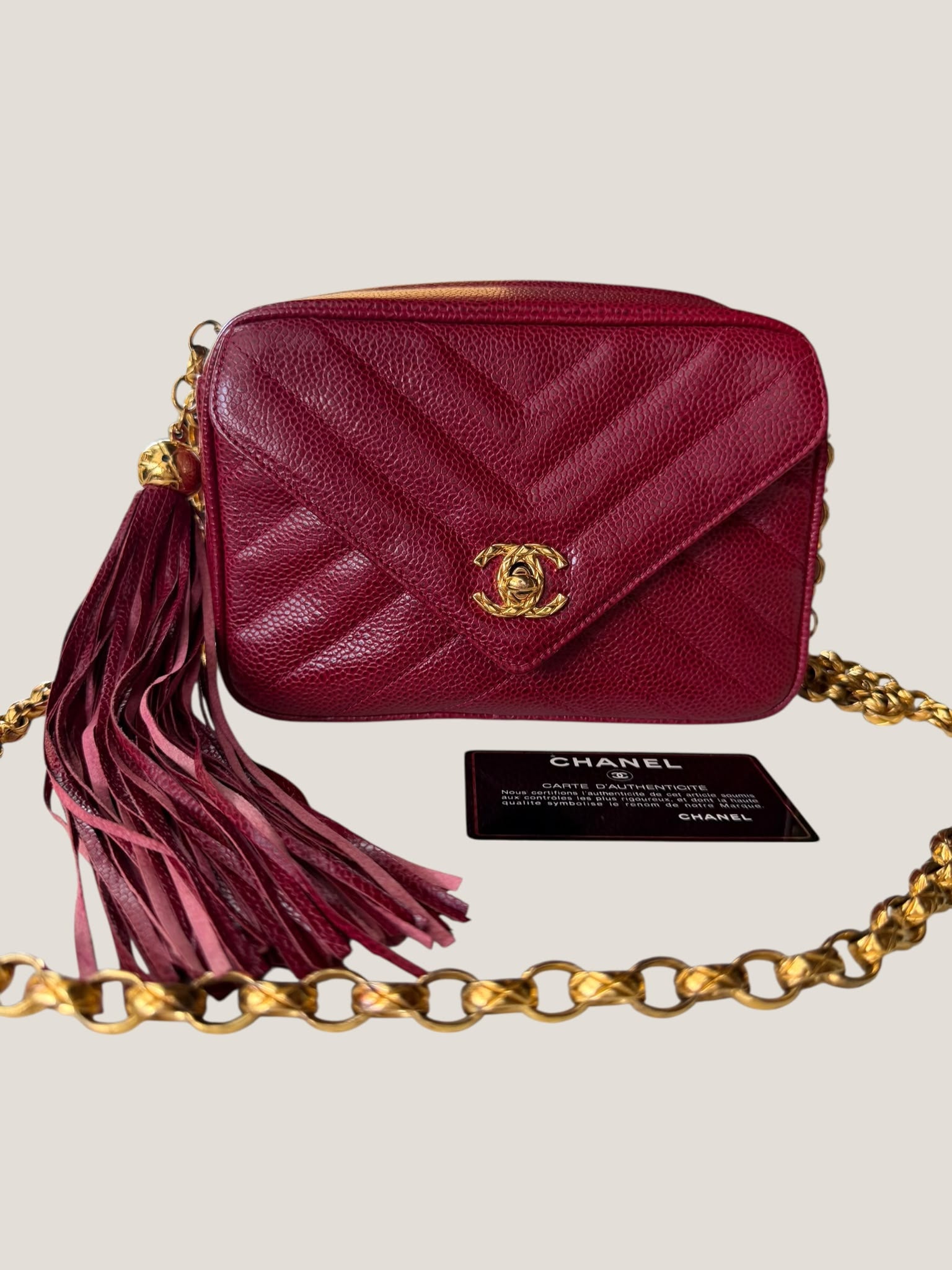 Chanel Vintage Caviar Chevron Camera Bag