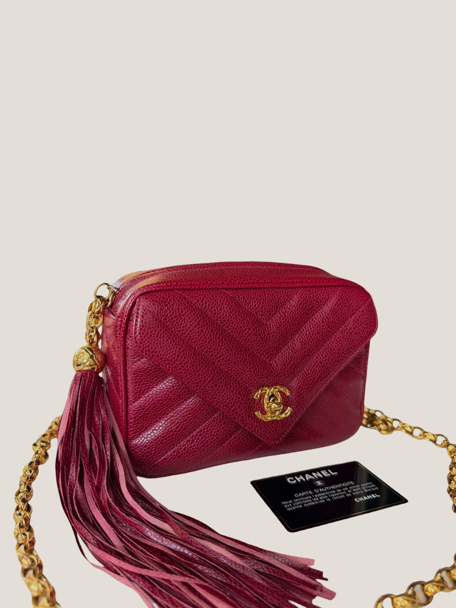 Chanel Vintage Caviar Chevron Camera Bag