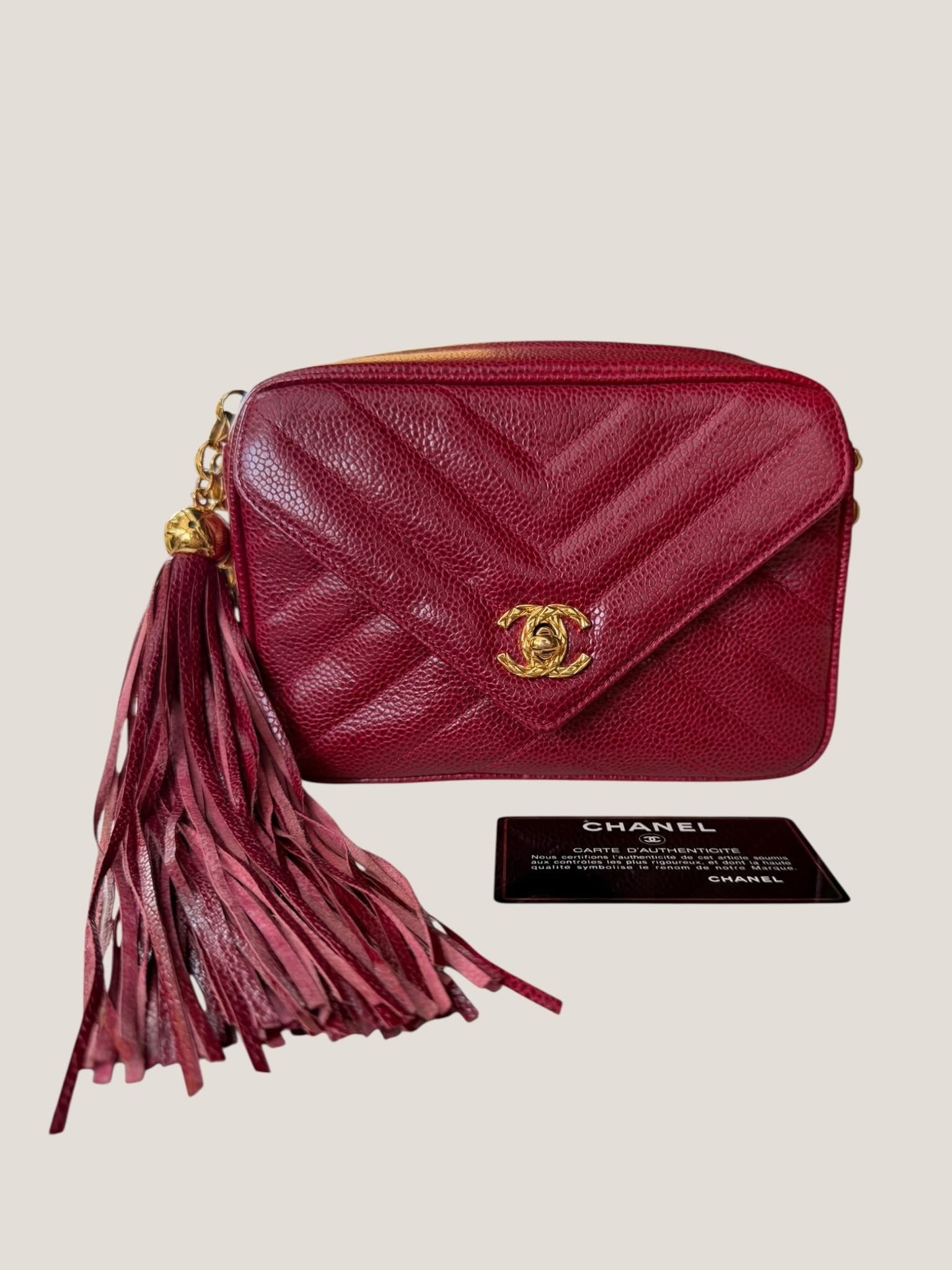 Chanel Vintage Caviar Chevron Camera Bag