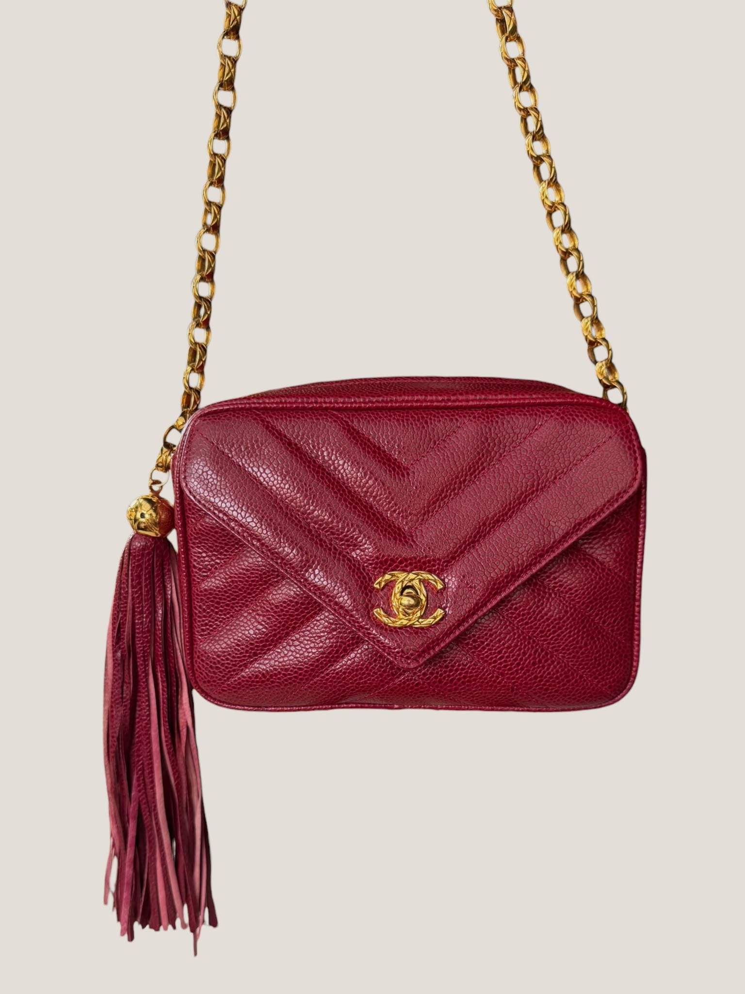 Chanel Vintage Caviar Chevron Camera Bag