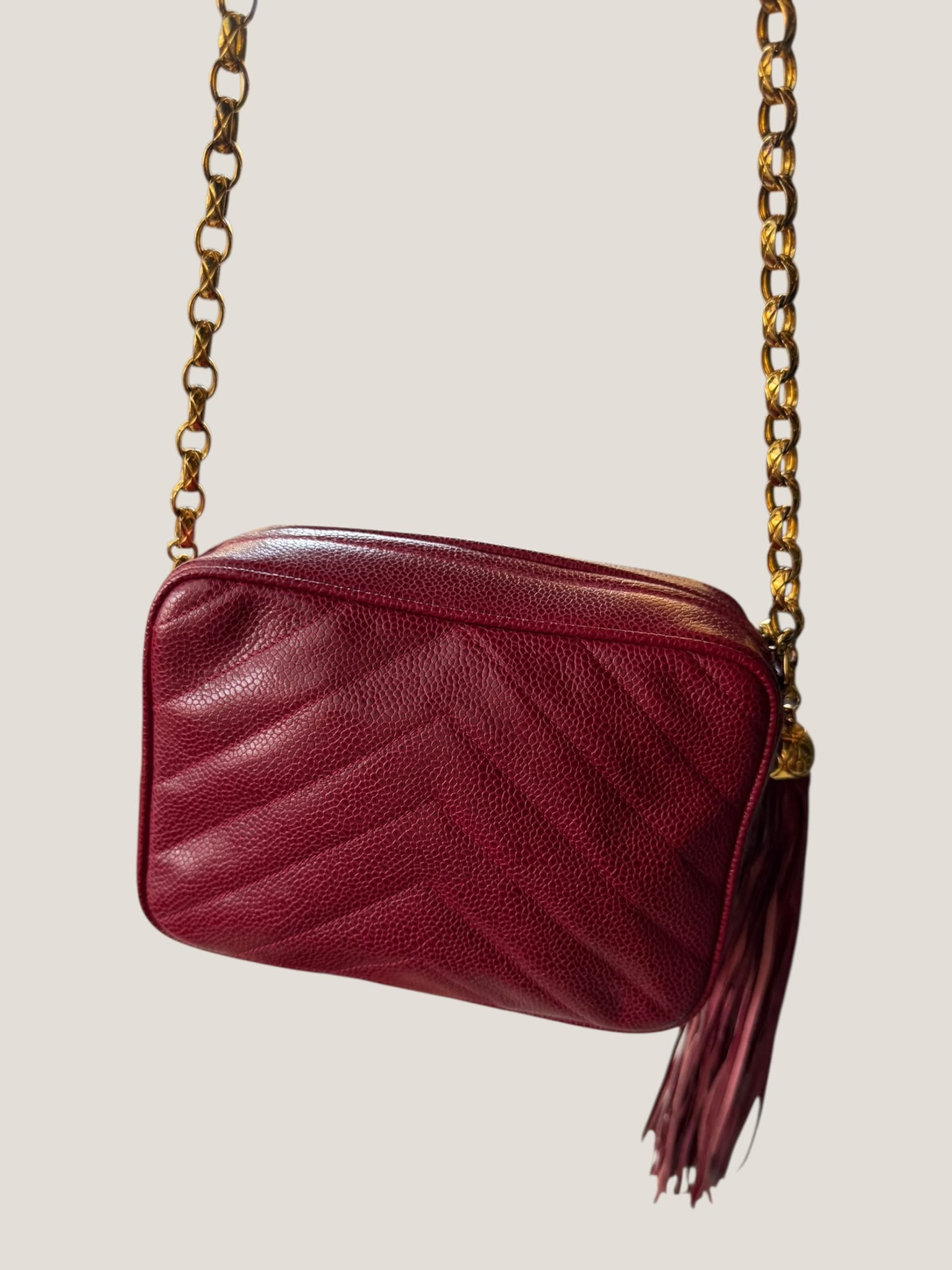 Chanel Vintage Caviar Chevron Camera Bag