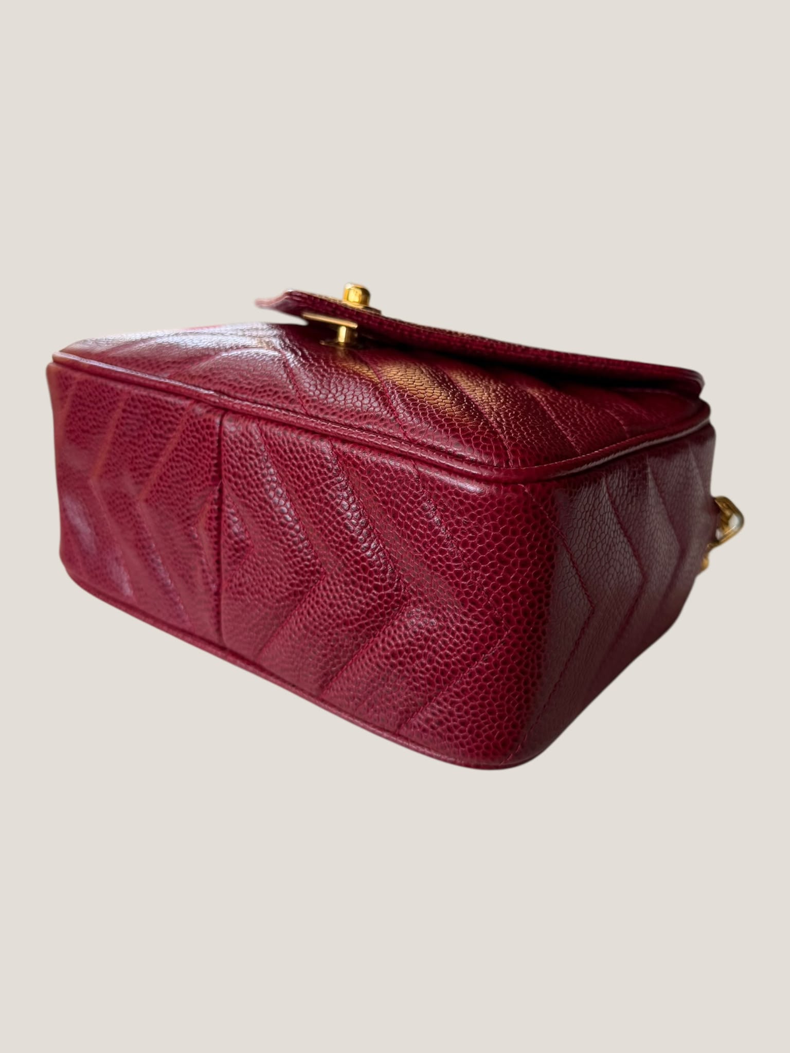 Chanel Vintage Caviar Chevron Camera Bag