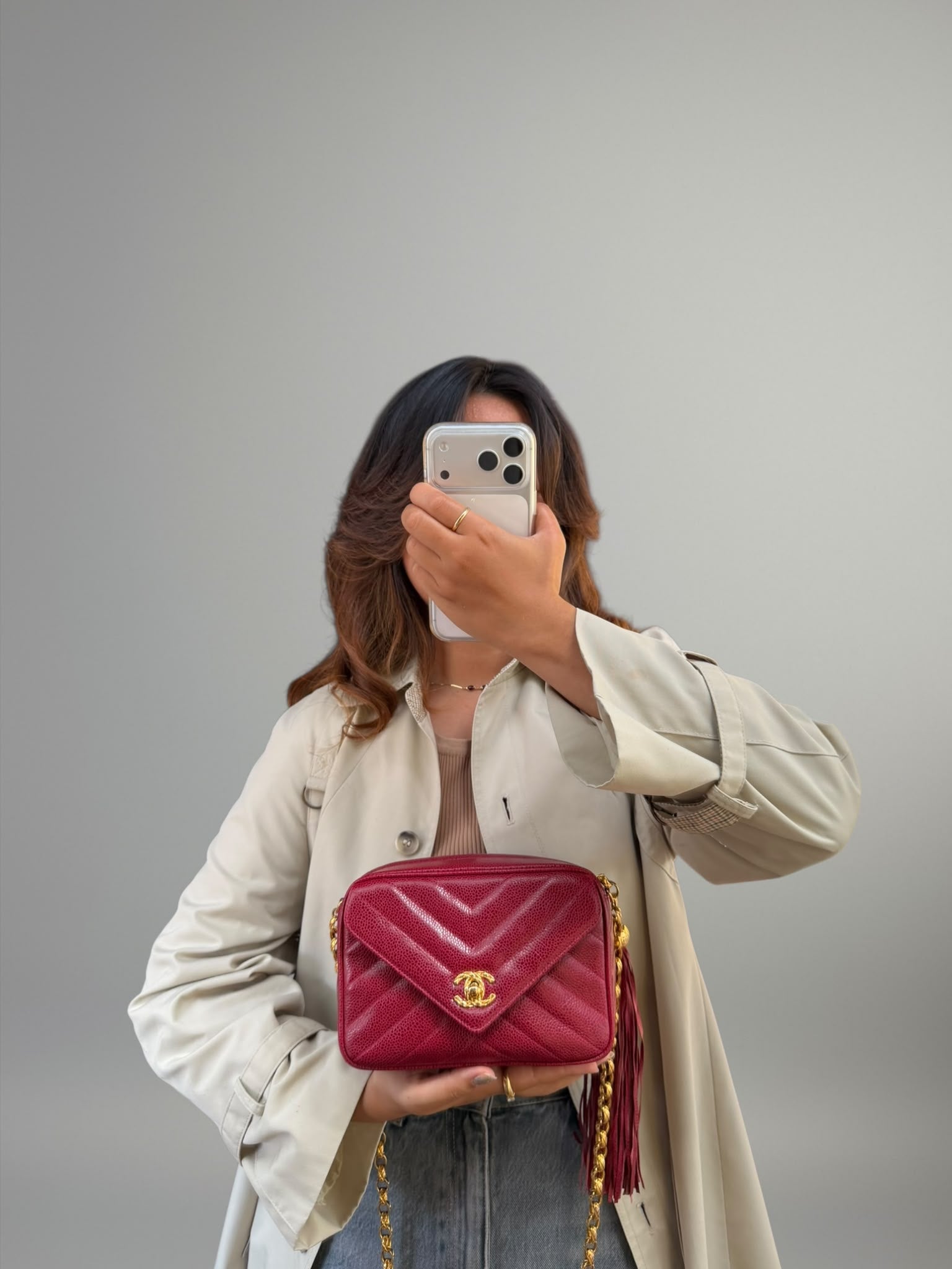 Chanel Vintage Caviar Chevron Camera Bag