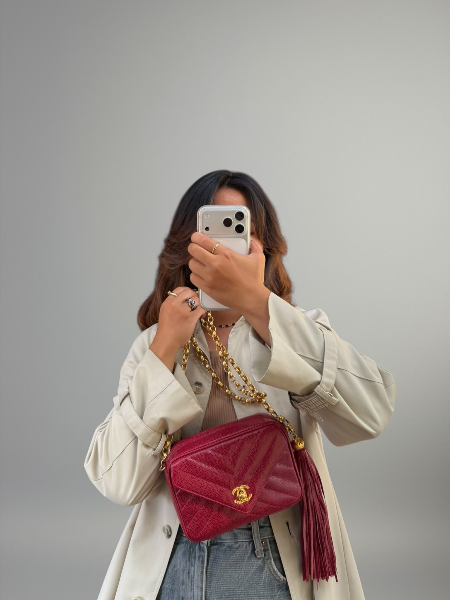 Chanel Vintage Caviar Chevron Camera Bag