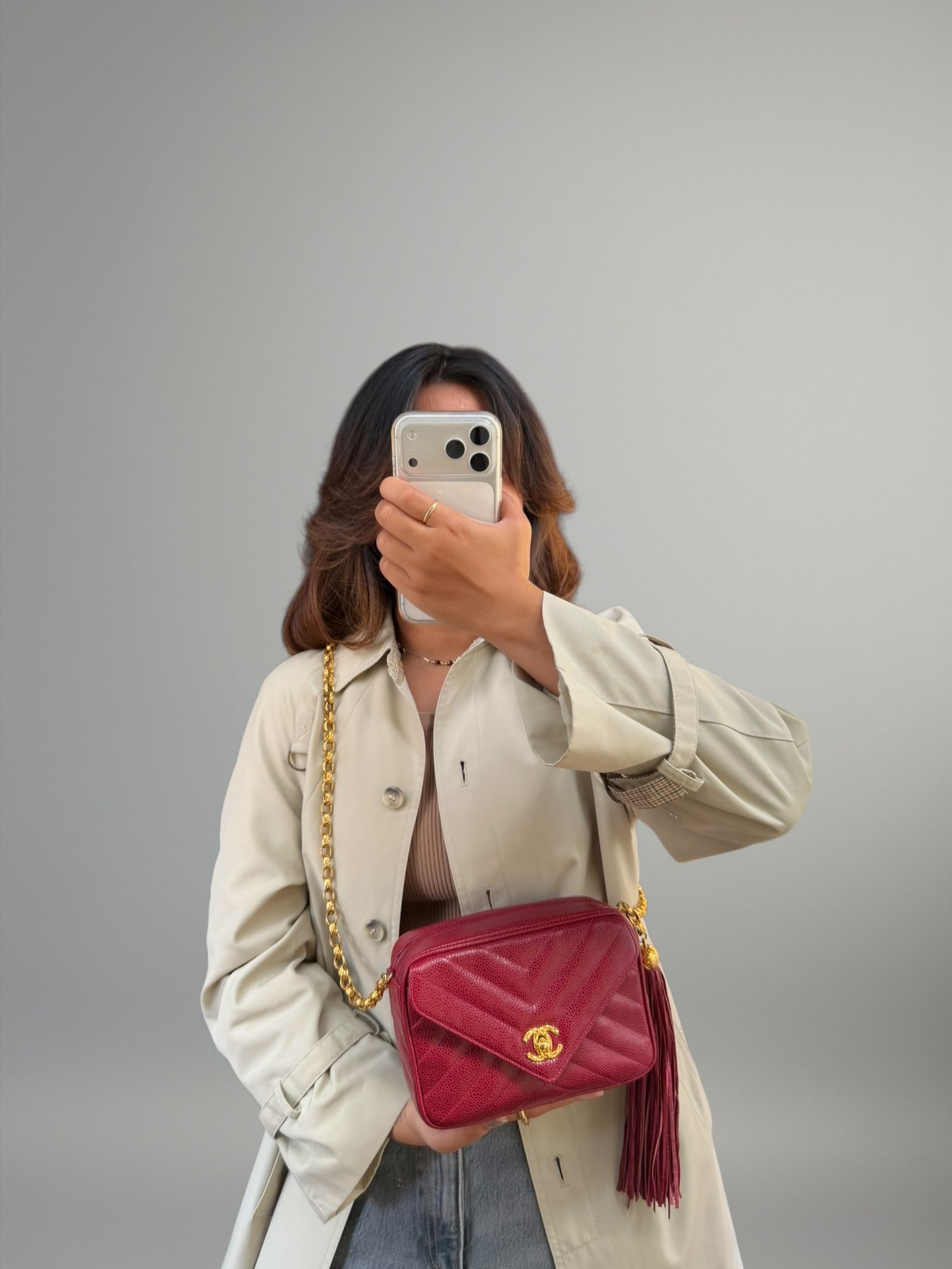 Chanel Vintage Caviar Chevron Camera Bag