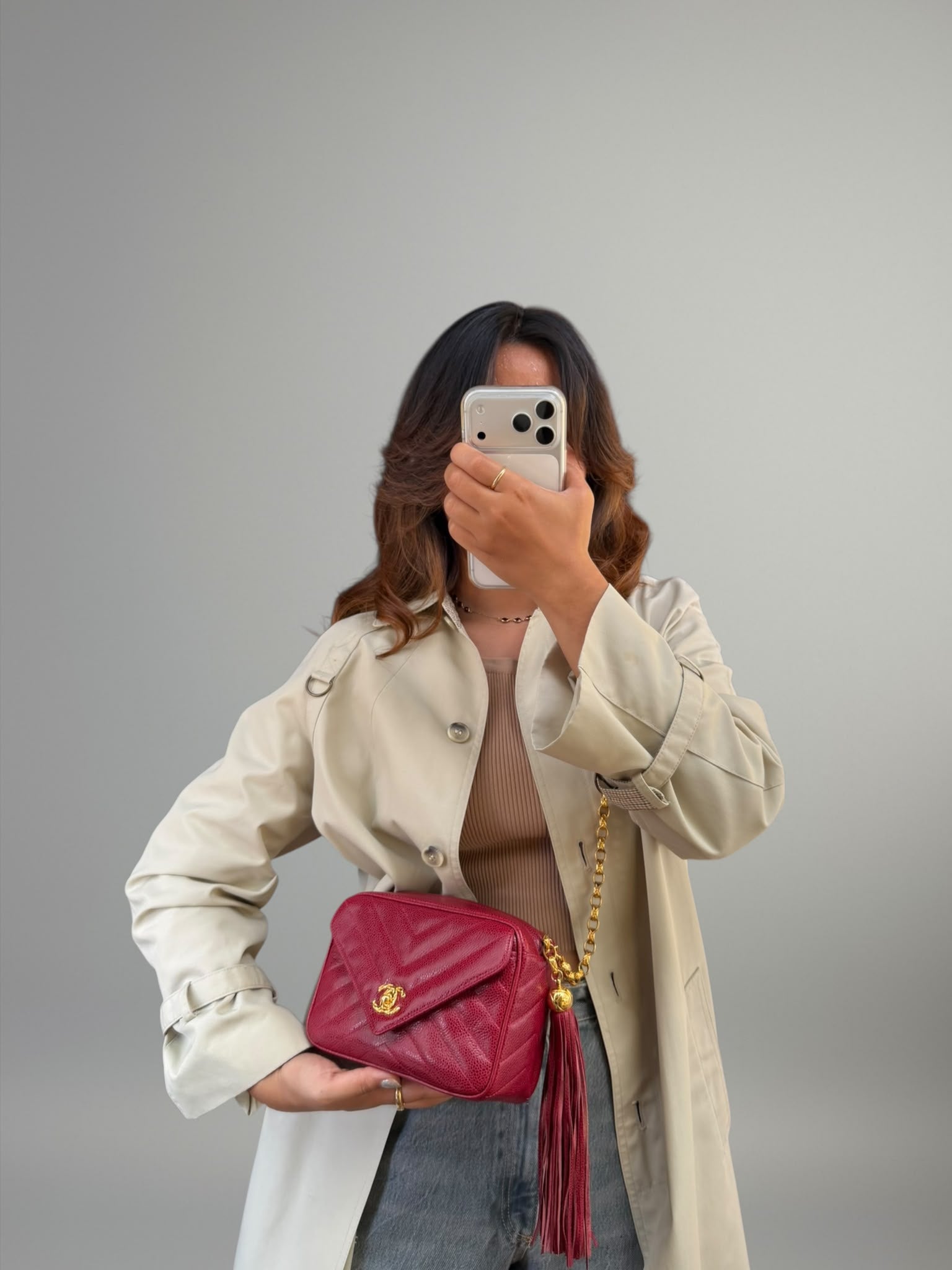 Chanel Vintage Caviar Chevron Camera Bag