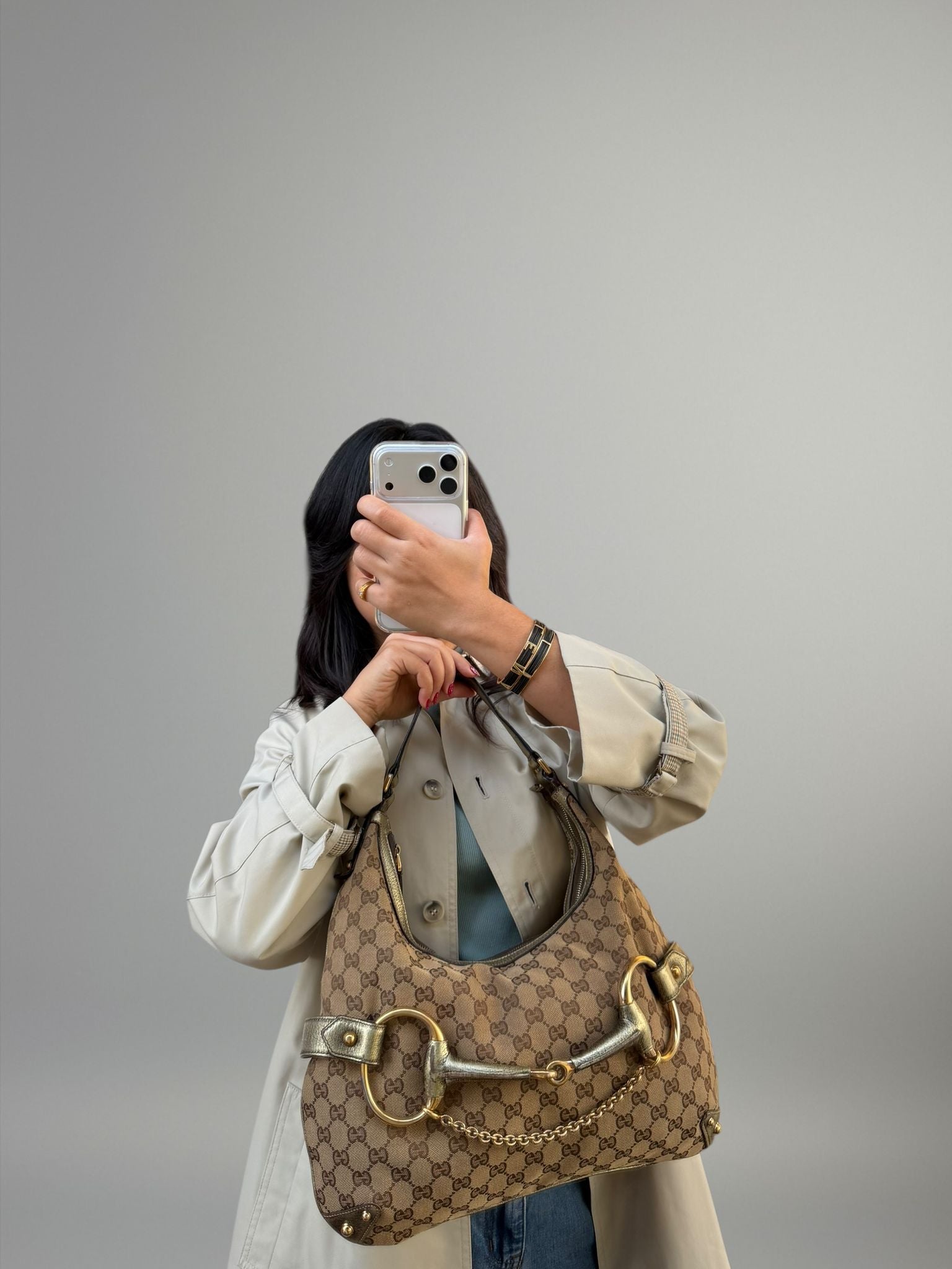 Gucci Hobo Horsebit Metallizzata