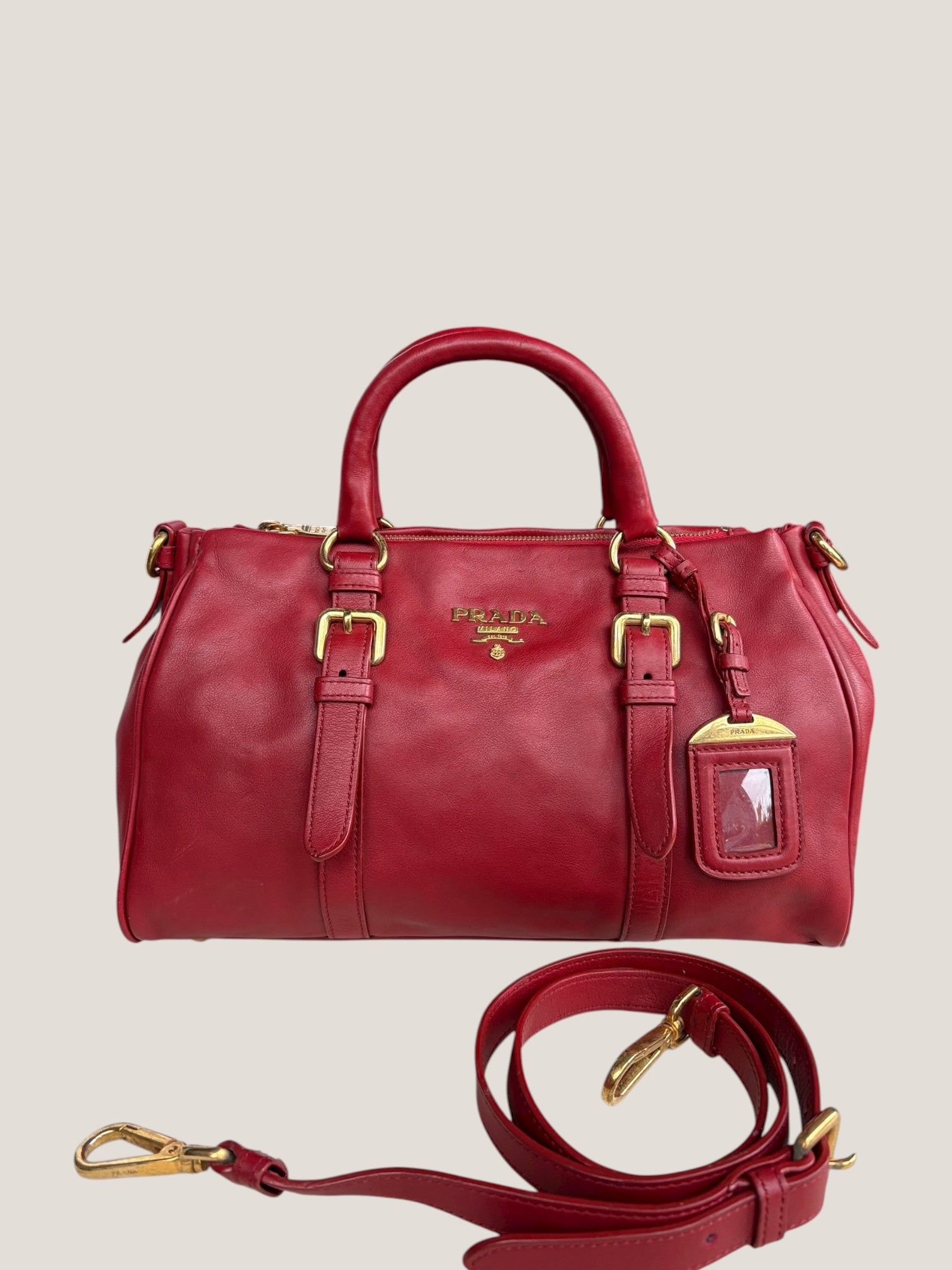 PRADA BOSTON IN PELLE ROSSA