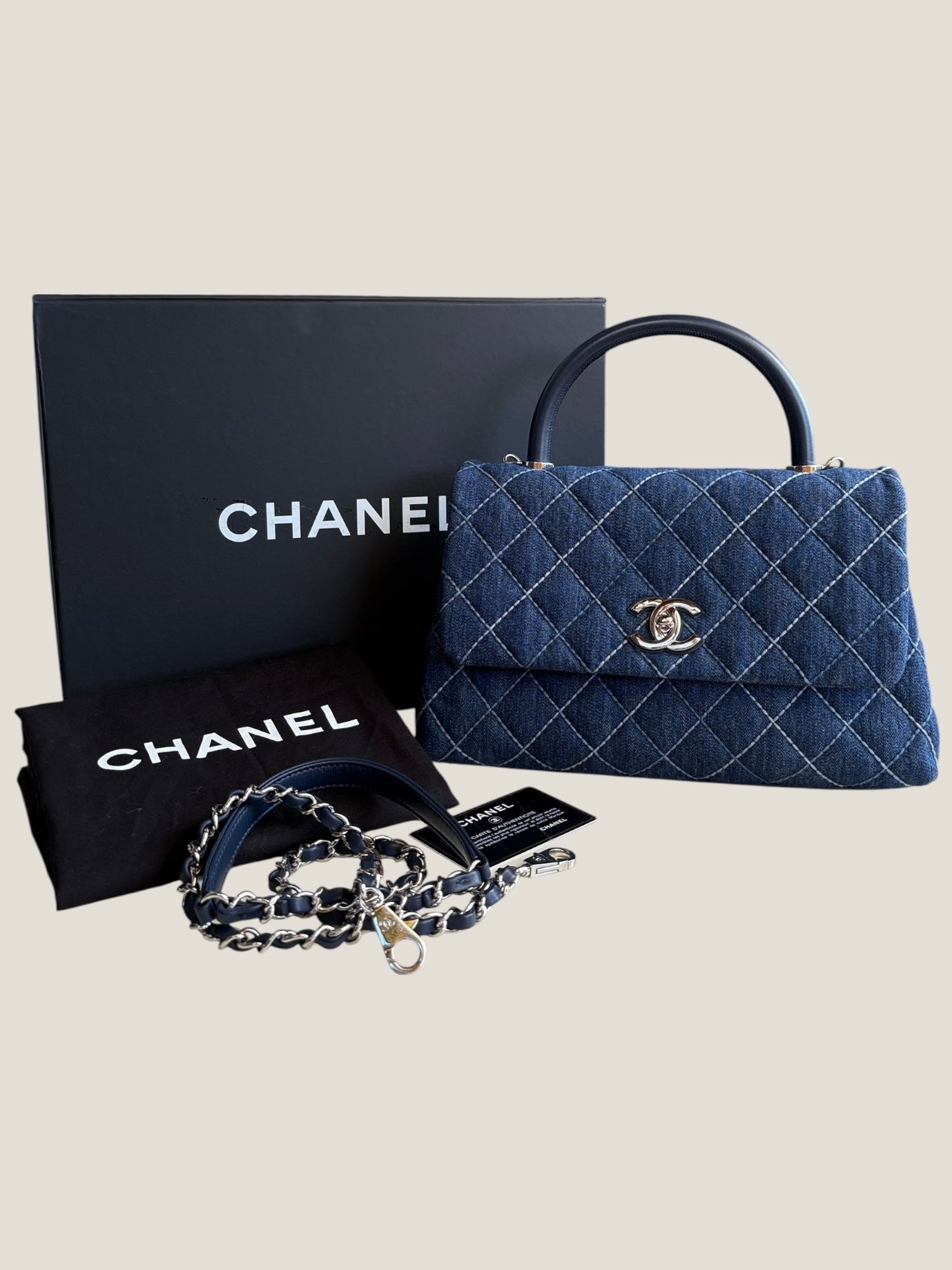 Chanel Coco Top Handle in denim trapuntato