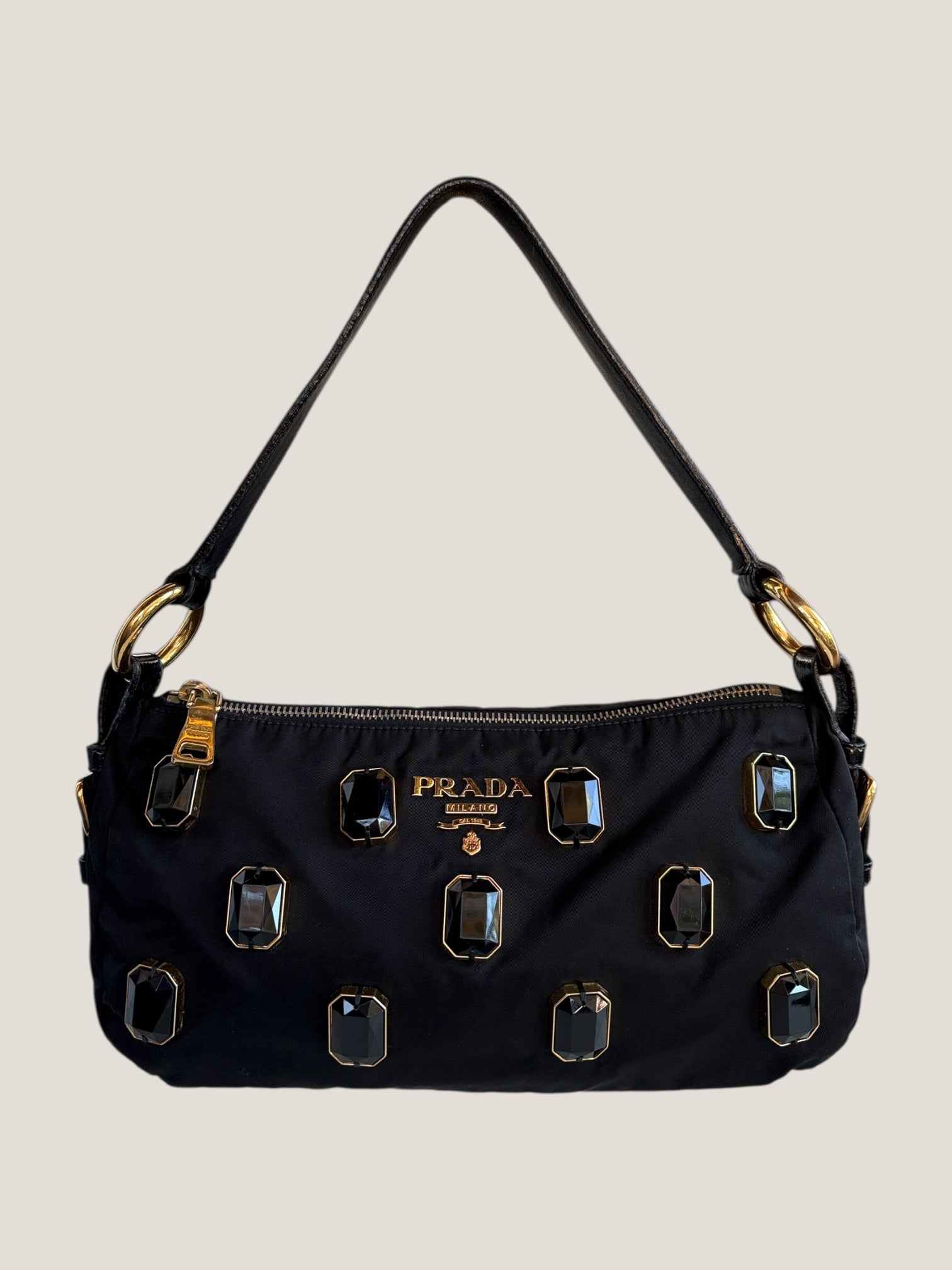 Prada Pochette con cristalli neri