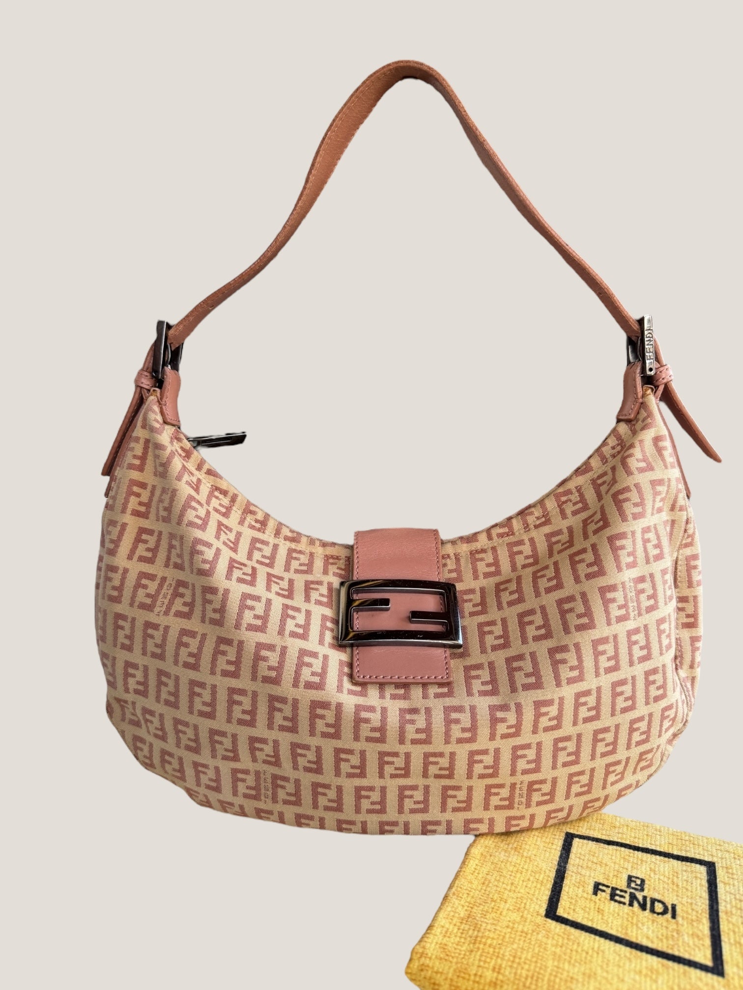 Fendi Baguette Half Moon Monogram Rosa