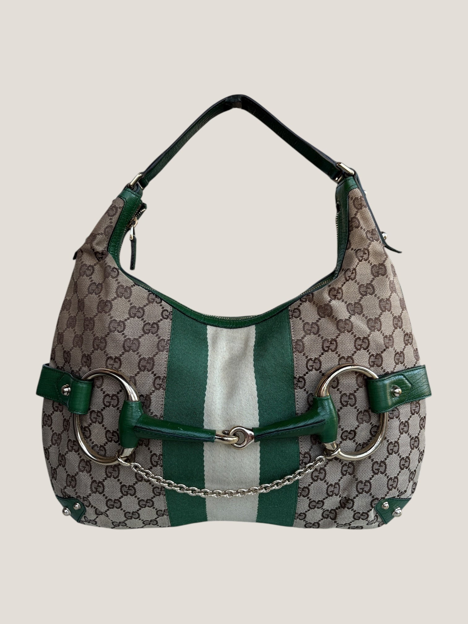 Gucci Horsebit Hobo GG Canvas Verde