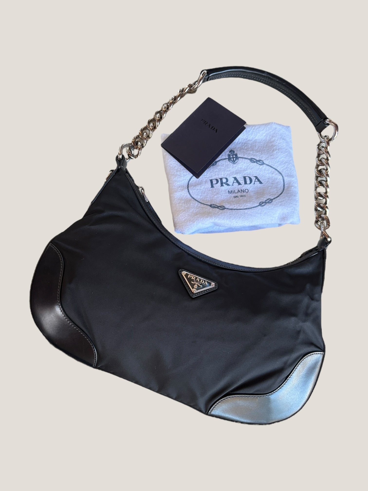 Prada Pochette Chain Nylon Nero
