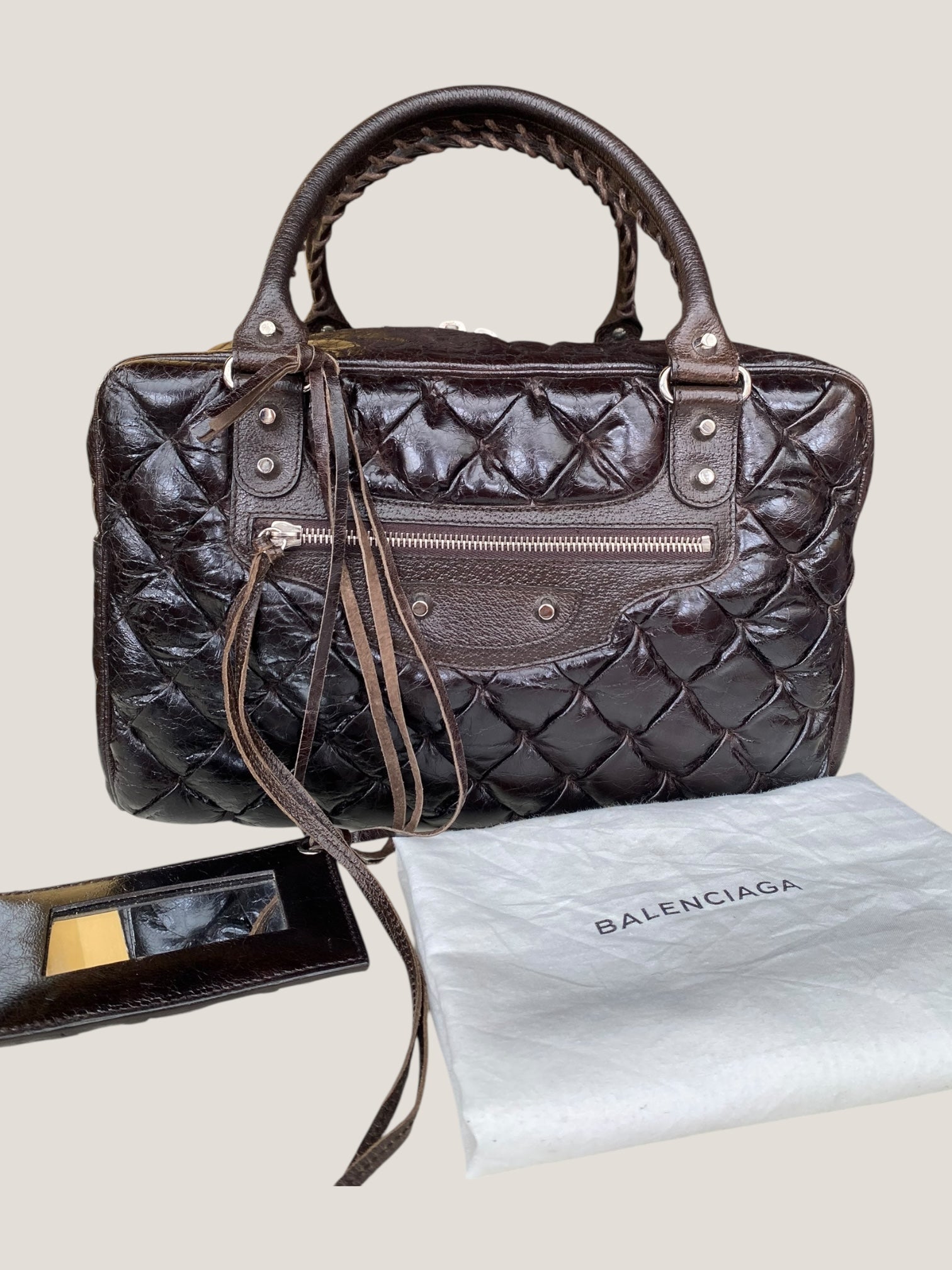 Balenciaga bauletto in pelle marrone