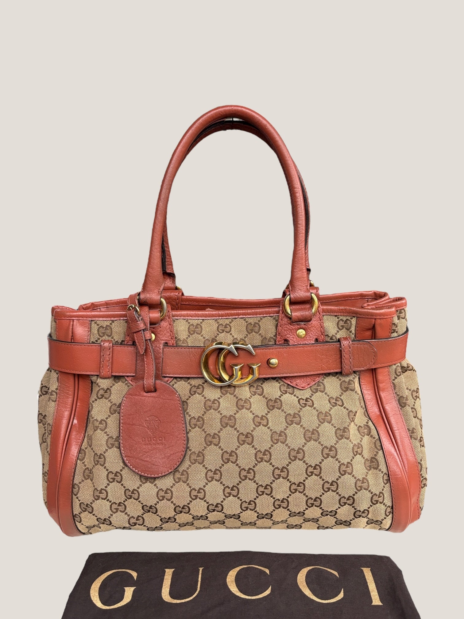 Gucci GG Canvas Tote Marrone Ruggine