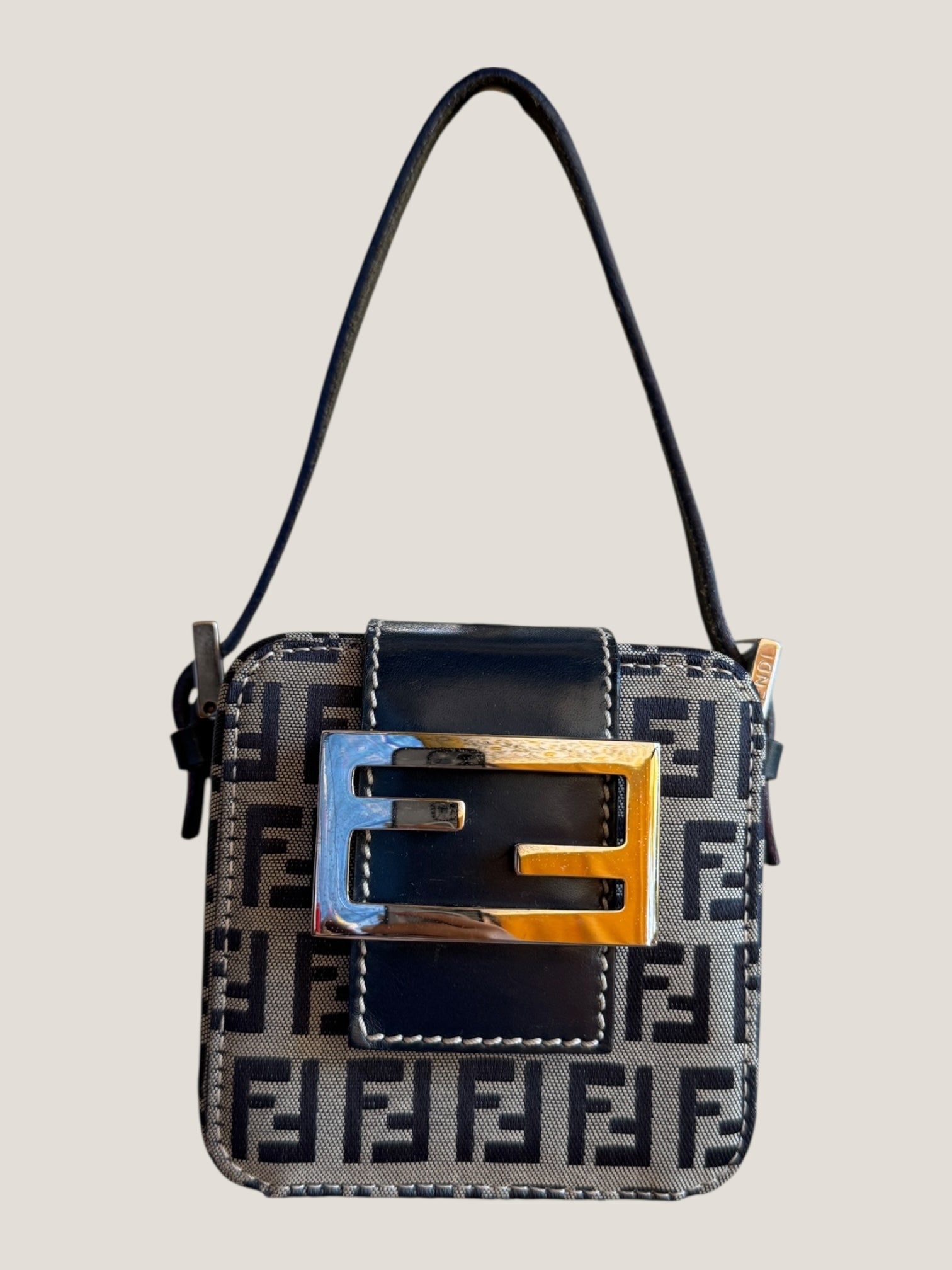 Fendi Mini Baguette Zucchino Blu/Grigio